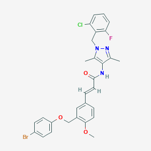 molecular formula C29H26BrClFN3O3 B457687 3-{3-[(4-bromophenoxy)methyl]-4-methoxyphenyl}-N-[1-(2-chloro-6-fluorobenzyl)-3,5-dimethyl-1H-pyrazol-4-yl]acrylamide 