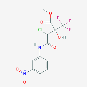 molecular formula C12H10ClF3N2O6 B457688 Methyl 3-chloro-2-hydroxy-4-{3-nitroanilino}-4-oxo-2-(trifluoromethyl)butanoate 