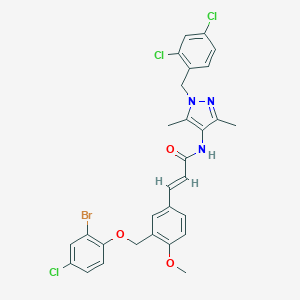 molecular formula C29H25BrCl3N3O3 B457689 3-{3-[(2-bromo-4-chlorophenoxy)methyl]-4-methoxyphenyl}-N-[1-(2,4-dichlorobenzyl)-3,5-dimethyl-1H-pyrazol-4-yl]acrylamide 
