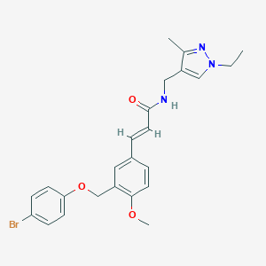 3-{3-[(4-bromophenoxy)methyl]-4-methoxyphenyl}-N-[(1-ethyl-3-methyl-1H-pyrazol-4-yl)methyl]acrylamide