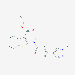 molecular formula C18H21N3O3S B457691 ethyl 2-{[3-(1-methyl-1H-pyrazol-4-yl)acryloyl]amino}-4,5,6,7-tetrahydro-1-benzothiophene-3-carboxylate 