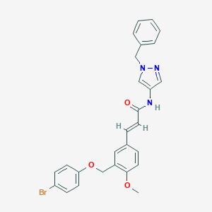 molecular formula C27H24BrN3O3 B457692 N-(1-benzyl-1H-pyrazol-4-yl)-3-{3-[(4-bromophenoxy)methyl]-4-methoxyphenyl}acrylamide 