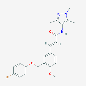 molecular formula C23H24BrN3O3 B457697 3-{3-[(4-bromophenoxy)methyl]-4-methoxyphenyl}-N-(1,3,5-trimethyl-1H-pyrazol-4-yl)acrylamide 