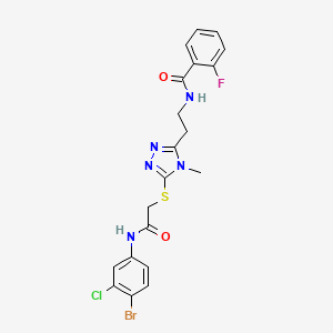 molecular formula C20H18BrClFN5O2S B4576991 N-{2-[5-({2-[(4-bromo-3-chlorophenyl)amino]-2-oxoethyl}sulfanyl)-4-methyl-4H-1,2,4-triazol-3-yl]ethyl}-2-fluorobenzamide 