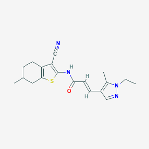 molecular formula C19H22N4OS B457701 N-(3-cyano-6-methyl-4,5,6,7-tetrahydro-1-benzothien-2-yl)-3-(1-ethyl-5-methyl-1H-pyrazol-4-yl)acrylamide 