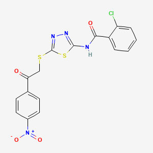 molecular formula C17H11ClN4O4S2 B4577029 2-chloro-N-[5-[2-(4-nitrophenyl)-2-oxoethyl]sulfanyl-1,3,4-thiadiazol-2-yl]benzamide 