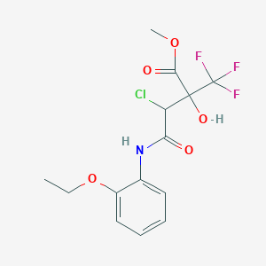 molecular formula C14H15ClF3NO5 B457705 Methyl 3-chloro-4-(2-ethoxyanilino)-2-hydroxy-4-oxo-2-(trifluoromethyl)butanoate 