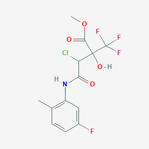 molecular formula C13H12ClF4NO4 B457706 Methyl 3-chloro-4-(5-fluoro-2-methylanilino)-2-hydroxy-4-oxo-2-(trifluoromethyl)butanoate 