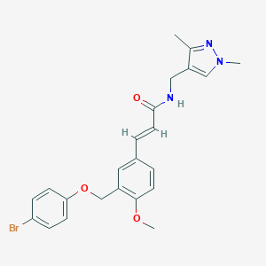 3-{3-[(4-bromophenoxy)methyl]-4-methoxyphenyl}-N-[(1,3-dimethyl-1H-pyrazol-4-yl)methyl]acrylamide
