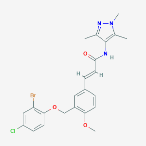 molecular formula C23H23BrClN3O3 B457712 3-{3-[(2-bromo-4-chlorophenoxy)methyl]-4-methoxyphenyl}-N-(1,3,5-trimethyl-1H-pyrazol-4-yl)acrylamide 
