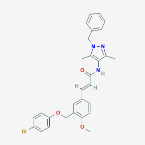 molecular formula C29H28BrN3O3 B457713 N-(1-benzyl-3,5-dimethyl-1H-pyrazol-4-yl)-3-{3-[(4-bromophenoxy)methyl]-4-methoxyphenyl}acrylamide 