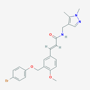 3-{3-[(4-bromophenoxy)methyl]-4-methoxyphenyl}-N-[(1,5-dimethyl-1H-pyrazol-4-yl)methyl]acrylamide
