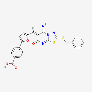 molecular formula C24H16N4O4S2 B4577268 4-(5-{(Z)-[2-(benzylsulfanyl)-5-imino-7-oxo-5H-[1,3,4]thiadiazolo[3,2-a]pyrimidin-6(7H)-ylidene]methyl}furan-2-yl)benzoic acid 