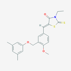 molecular formula C22H23NO3S2 B457732 5-{3-[(3,5-Dimethylphenoxy)methyl]-4-methoxybenzylidene}-3-ethyl-2-thioxo-1,3-thiazolidin-4-one 