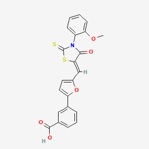 molecular formula C22H15NO5S2 B4577344 3-(5-{[3-(2-methoxyphenyl)-4-oxo-2-thioxo-1,3-thiazolidin-5-ylidene]methyl}-2-furyl)benzoic acid 