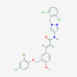 molecular formula C27H21BrCl3N3O3 B457736 3-{3-[(2-bromo-4-chlorophenoxy)methyl]-4-methoxyphenyl}-N-[1-(2,6-dichlorobenzyl)-1H-pyrazol-4-yl]acrylamide 
