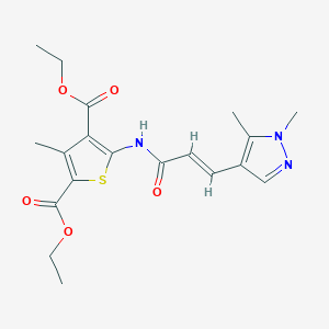 molecular formula C19H23N3O5S B457739 diethyl 5-{[3-(1,5-dimethyl-1H-pyrazol-4-yl)acryloyl]amino}-3-methyl-2,4-thiophenedicarboxylate 