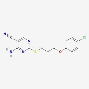 molecular formula C14H13ClN4OS B4577396 4-amino-2-{[3-(4-chlorophenoxy)propyl]thio}-5-pyrimidinecarbonitrile 