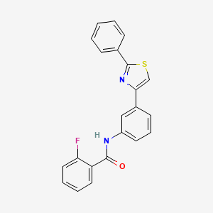 molecular formula C22H15FN2OS B4577414 2-fluoro-N-[3-(2-phenyl-1,3-thiazol-4-yl)phenyl]benzamide 