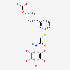 molecular formula C19H10F7N3O2S B4577438 2-({4-[4-(difluoromethoxy)phenyl]-2-pyrimidinyl}thio)-N-(pentafluorophenyl)acetamide 