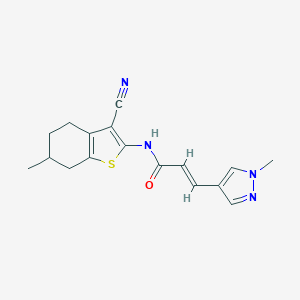 molecular formula C17H18N4OS B457745 N-(3-cyano-6-methyl-4,5,6,7-tetrahydro-1-benzothien-2-yl)-3-(1-methyl-1H-pyrazol-4-yl)acrylamide 
