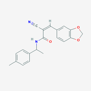 molecular formula C20H18N2O3 B457746 3-(1,3-benzodioxol-5-yl)-2-cyano-N-[1-(4-methylphenyl)ethyl]acrylamide 