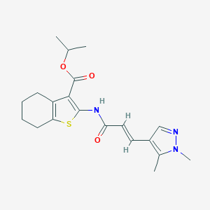molecular formula C20H25N3O3S B457747 isopropyl 2-{[3-(1,5-dimethyl-1H-pyrazol-4-yl)acryloyl]amino}-4,5,6,7-tetrahydro-1-benzothiophene-3-carboxylate 