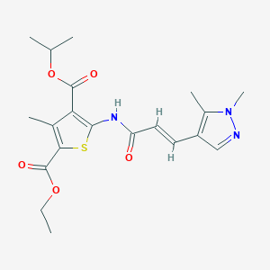 molecular formula C20H25N3O5S B457749 2-ethyl 4-isopropyl 5-{[3-(1,5-dimethyl-1H-pyrazol-4-yl)acryloyl]amino}-3-methyl-2,4-thiophenedicarboxylate 
