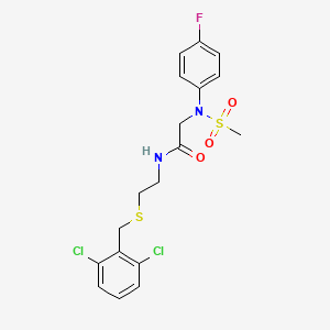 molecular formula C18H19Cl2FN2O3S2 B4577507 N~1~-{2-[(2,6-二氯苄基)硫代]乙基}-N~2~-(4-氟苯基)-N~2~-(甲磺酰基)甘氨酰胺 
