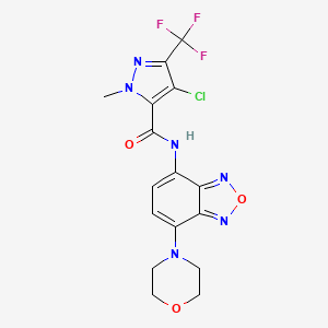 molecular formula C16H14ClF3N6O3 B4577528 4-chloro-1-methyl-N-[7-(4-morpholinyl)-2,1,3-benzoxadiazol-4-yl]-3-(trifluoromethyl)-1H-pyrazole-5-carboxamide 