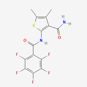 molecular formula C14H9F5N2O2S B4577545 4,5-dimethyl-2-[(pentafluorobenzoyl)amino]-3-thiophenecarboxamide 