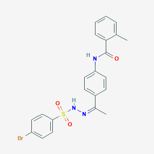 molecular formula C22H20BrN3O3S B457755 N-(4-{N-[(4-bromophenyl)sulfonyl]ethanehydrazonoyl}phenyl)-2-methylbenzamide 