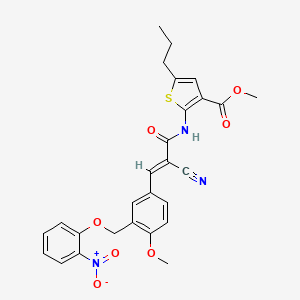 molecular formula C27H25N3O7S B4577564 2-[(2-氰基-3-{4-甲氧基-3-[(2-硝基苯氧基)甲基]苯基}丙烯酰)氨基]-5-丙基-3-噻吩甲酸甲酯 