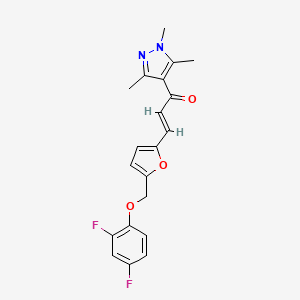 molecular formula C20H18F2N2O3 B4577570 3-{5-[(2,4-difluorophenoxy)methyl]-2-furyl}-1-(1,3,5-trimethyl-1H-pyrazol-4-yl)-2-propen-1-one 