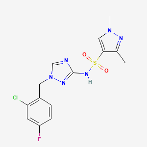 molecular formula C14H14ClFN6O2S B4577585 N-[1-(2-氯-4-氟苄基)-1H-1,2,4-三唑-3-基]-1,3-二甲基-1H-吡唑-4-磺酰胺 