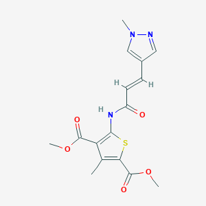 molecular formula C16H17N3O5S B457759 dimethyl 3-methyl-5-{[3-(1-methyl-1H-pyrazol-4-yl)acryloyl]amino}-2,4-thiophenedicarboxylate 