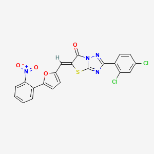 molecular formula C21H10Cl2N4O4S B4577596 2-(2,4-dichlorophenyl)-5-{[5-(2-nitrophenyl)-2-furyl]methylene}[1,3]thiazolo[3,2-b][1,2,4]triazol-6(5H)-one 