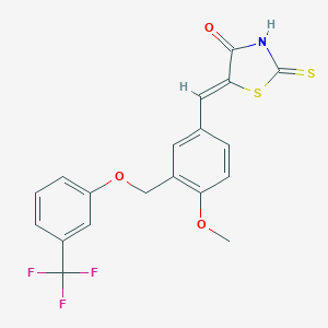 molecular formula C19H14F3NO3S2 B457761 5-(4-Methoxy-3-{[3-(trifluoromethyl)phenoxy]methyl}benzylidene)-2-thioxo-1,3-thiazolidin-4-one 