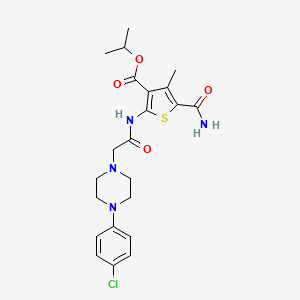molecular formula C22H27ClN4O4S B4577618 isopropyl 5-(aminocarbonyl)-2-({[4-(4-chlorophenyl)-1-piperazinyl]acetyl}amino)-4-methyl-3-thiophenecarboxylate 