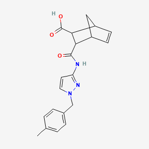 molecular formula C20H21N3O3 B4577632 3-({[1-(4-甲基苄基)-1H-吡唑-3-基]氨基}羰基)二环[2.2.1]庚-5-烯-2-羧酸 