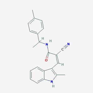 molecular formula C22H21N3O B457764 2-cyano-3-(2-methyl-1H-indol-3-yl)-N-[1-(4-methylphenyl)ethyl]acrylamide 
