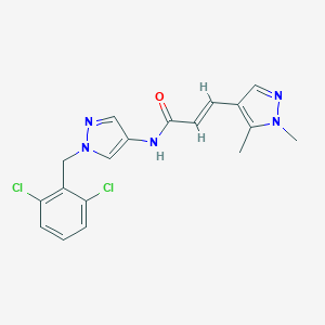 molecular formula C18H17Cl2N5O B457765 N-[1-(2,6-dichlorobenzyl)-1H-pyrazol-4-yl]-3-(1,5-dimethyl-1H-pyrazol-4-yl)acrylamide 