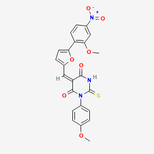 molecular formula C23H17N3O7S B4577671 5-{[5-(2-甲氧基-4-硝基苯基)-2-呋喃基]亚甲基}-1-(4-甲氧基苯基)-2-硫代二氢-4,6(1H,5H)-嘧啶二酮 