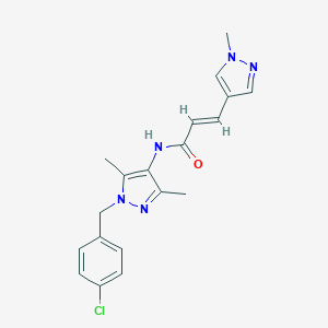 molecular formula C19H20ClN5O B457768 N-[1-(4-chlorobenzyl)-3,5-dimethyl-1H-pyrazol-4-yl]-3-(1-methyl-1H-pyrazol-4-yl)acrylamide 