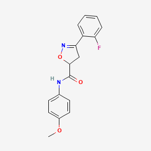 molecular formula C17H15FN2O3 B4577689 3-(2-fluorophenyl)-N-(4-methoxyphenyl)-4,5-dihydro-5-isoxazolecarboxamide 