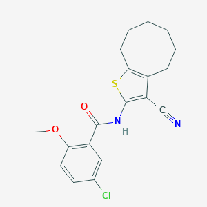 molecular formula C19H19ClN2O2S B457773 5-chloro-N-(3-cyano-4,5,6,7,8,9-hexahydrocycloocta[b]thiophen-2-yl)-2-methoxybenzamide 