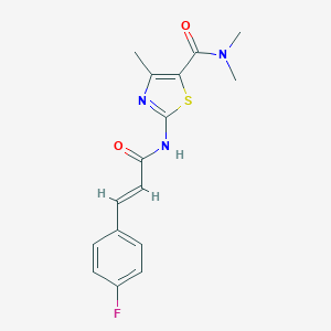 molecular formula C16H16FN3O2S B457774 2-{[3-(4-fluorophenyl)acryloyl]amino}-N,N,4-trimethyl-1,3-thiazole-5-carboxamide 