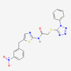 molecular formula C19H15N7O3S2 B4577788 N-[5-(3-硝基苄基)-1,3-噻唑-2-基]-2-[(1-苯基-1H-四唑-5-基)硫代]乙酰胺 