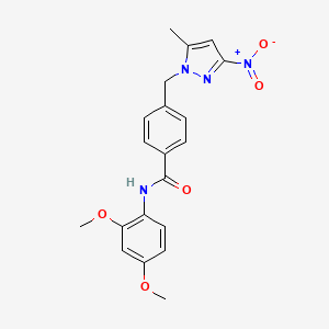 molecular formula C20H20N4O5 B4577789 N-(2,4-dimethoxyphenyl)-4-[(5-methyl-3-nitro-1H-pyrazol-1-yl)methyl]benzamide 