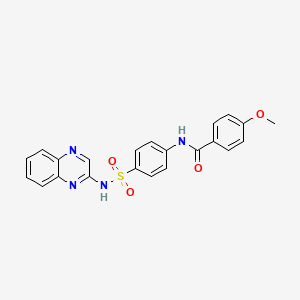 molecular formula C22H18N4O4S B4577867 4-methoxy-N-{4-[(2-quinoxalinylamino)sulfonyl]phenyl}benzamide 